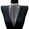 Fashionable and Elegant Women's Long Tassel Necklace Luxurious Rhinestone Necklace Jewelry Party Evening Dress Accessories Neckl