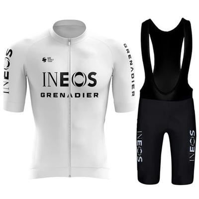 Ropa de Ciclismo Blanca Pro Team INEOS GRENADIERS de Verano Conjunto de Maillot de Ciclismo Traje de Camisa para Bicicleta de Carretera para Hombre Culotte con Tirantes para Bicicleta