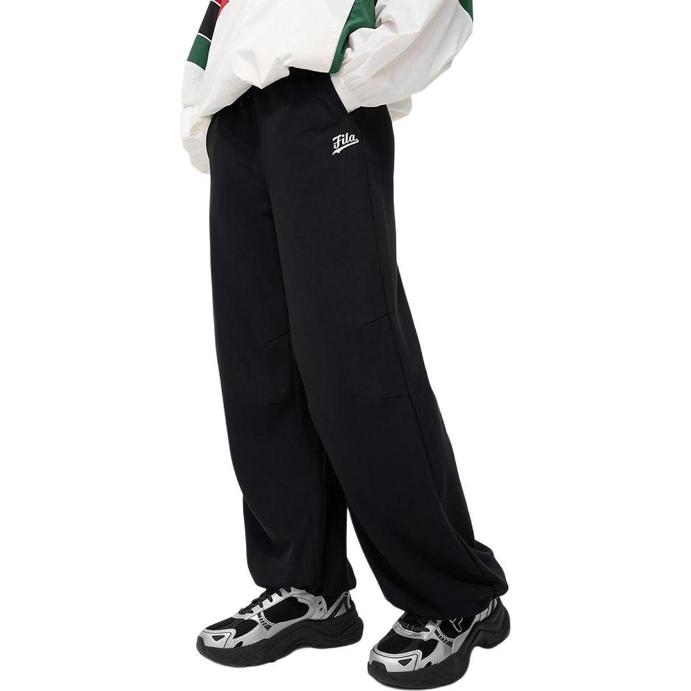 FILA Fusion Simple Solid Color Loose Knit Casual Pants Women bottoms Black T11W432602FBK