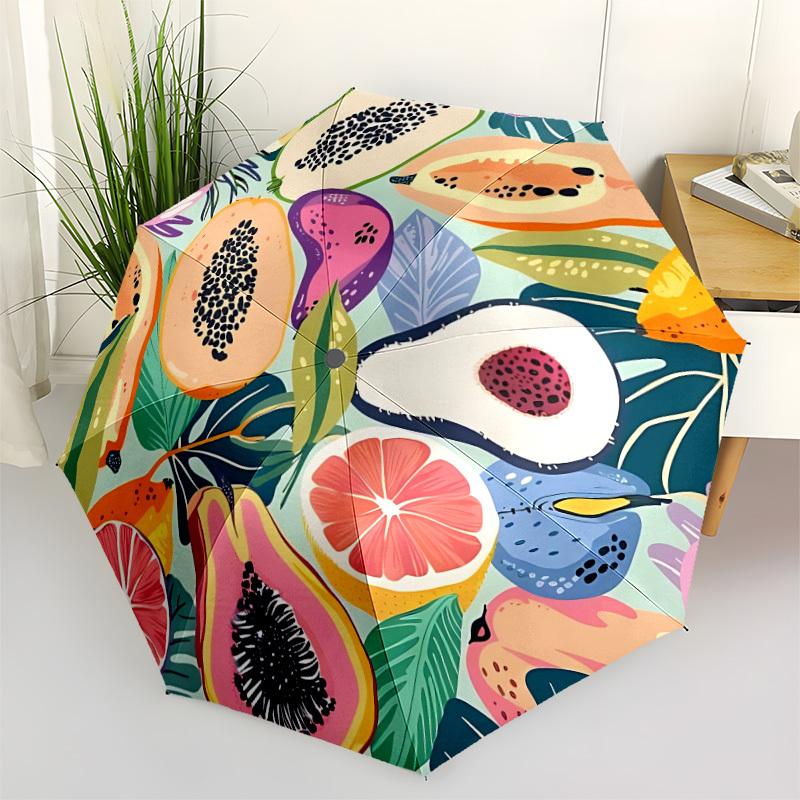 

1pc Fruit Fusion Automatic Open/Close Folding Umbrella - Compact 8-Rib Design, Daily Use, Perfect Gift for Friends & Family yy260327068