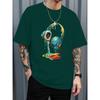 Summer Round Neck 3D Earphone Pattern Print Top Fashionable Casual Short Sleeved Men's T-shirts