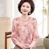 Spring Mid-Sleeve T-Shirt for Middle-Aged Women, Plus-Size Autumn Top for 40-50-Year-Old Moms