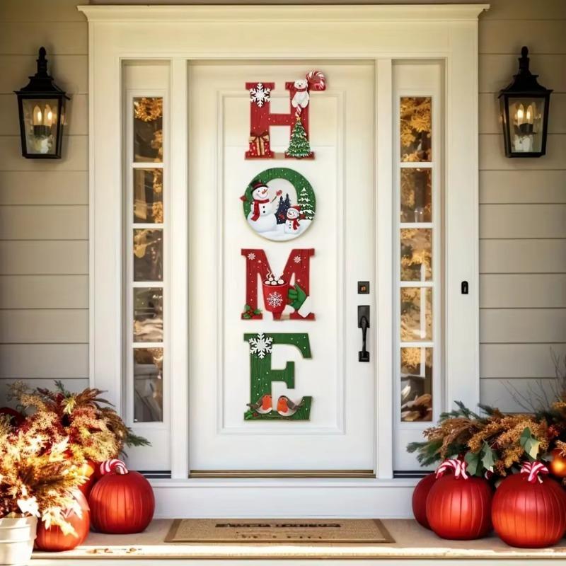 Christmas European Home Sign Set - Wooden Wall Decor with Festive Holiday Atmosphere - Perfect for Holiday Decoration or Home