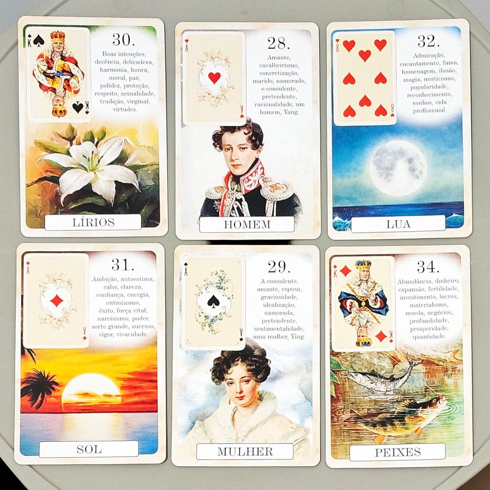 Baralho Lenormand Clássico 9*6cm - 37 Cartas de Adivinhação Estilo Vintage - Edição Clássica Portuguesa Cartolina Dupla em Relevo