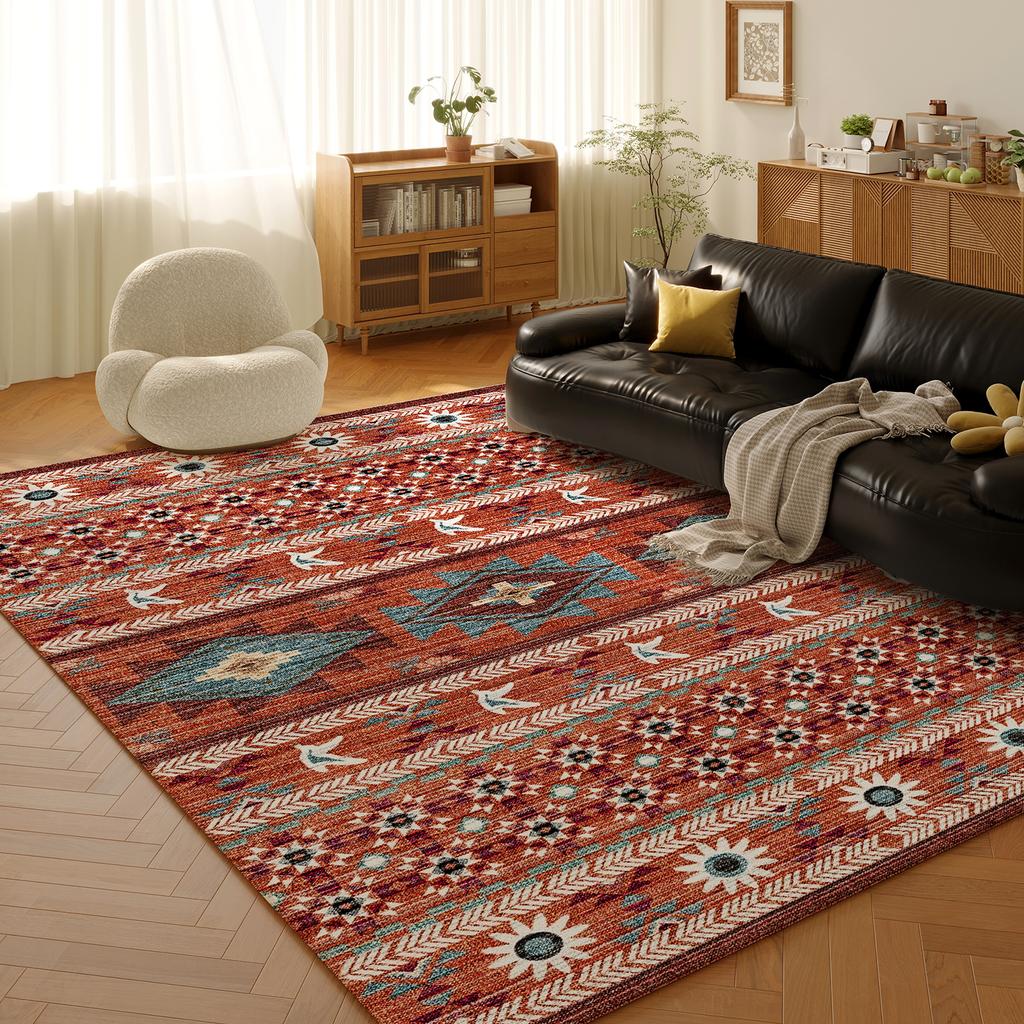 Boho Tribal Area Rugs for Living Room Washable Rug for Bedroom Aesthetic Large Oriental Vintage Soft Dining Room Carpet