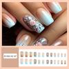 24Pcs Square Fake Nail Press On Nail Artificial Nail False Nail Glues On Nail with Flower Designs French Nail Tips