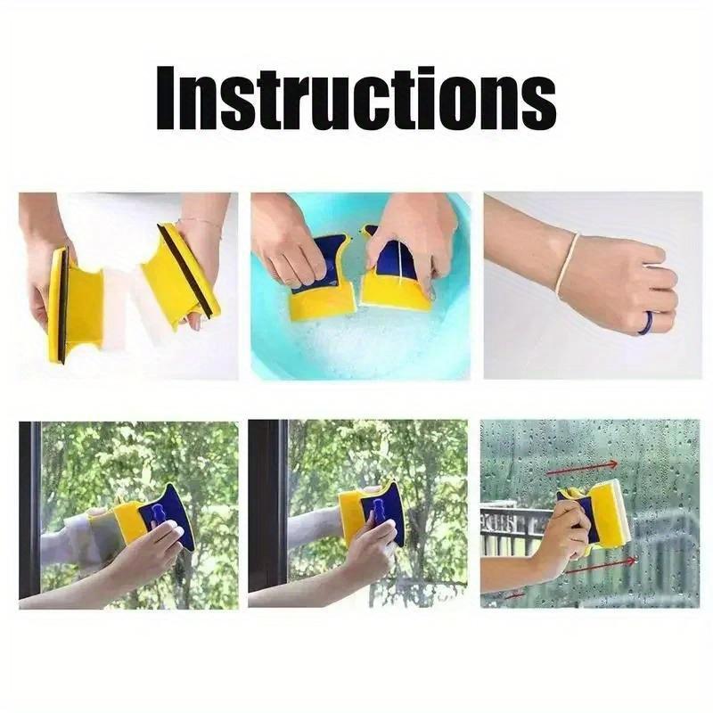 Strapazierfähiger Magnetischer Glasreiniger Doppelseitiger Wischer Haushaltsreinigung mit 1,2 m Seil Sicherheitsleine zum Waschen von Badezimmerfenstern