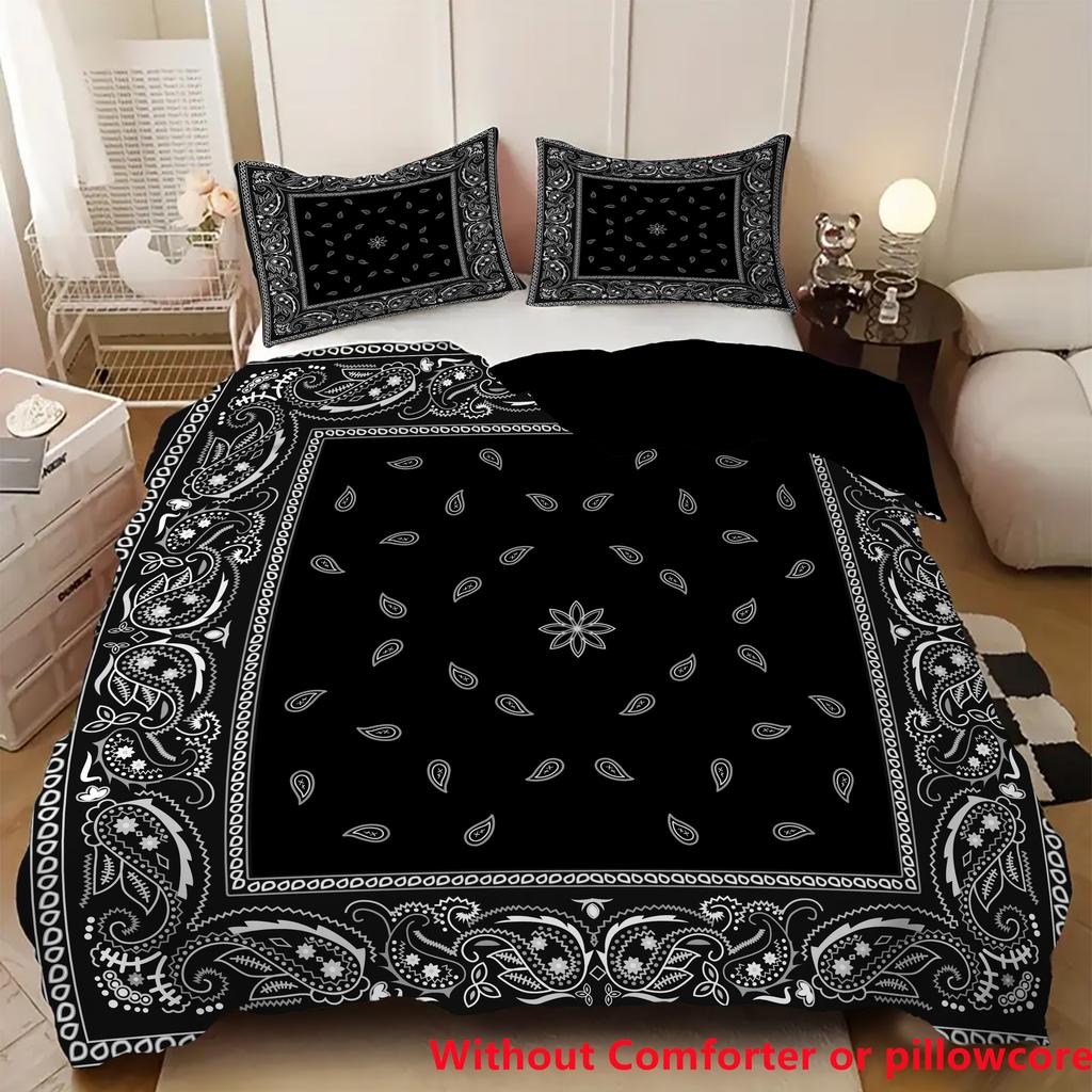 Comforter Paisley Mandala 3D Print Black Red Bohemian Style Double For Adults Queen King Size Bedding Set With