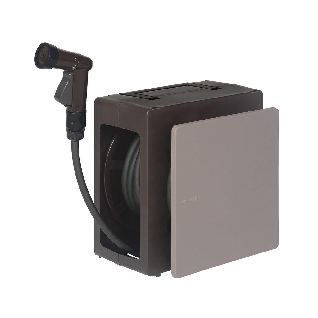 Green Life 20m Handy Hose Reel with Smooth G-Compact PRM-20 (BR/BE) Winding, Brown/Beige