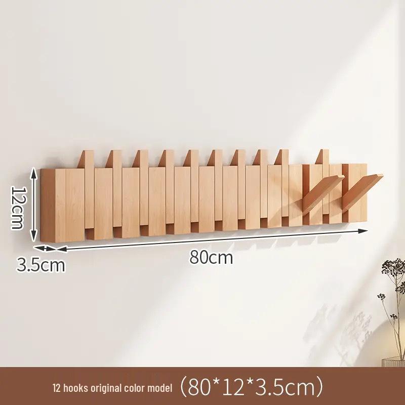 Solid Wood Wall-Mounted Piano Coat Rack with Entryway and Bedroom Hooks
