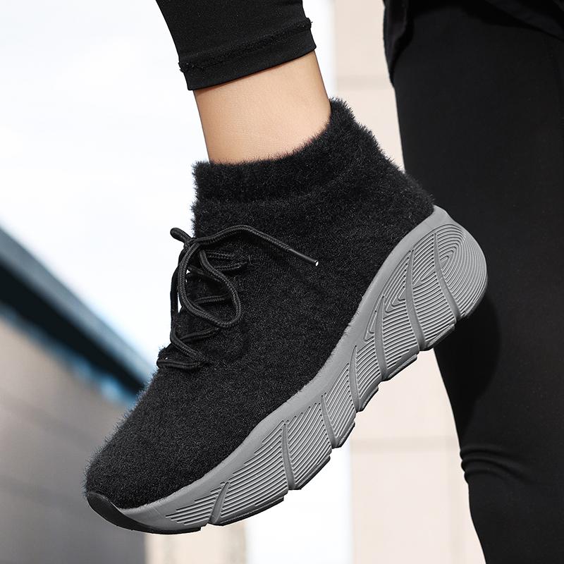 TUINANLE Women New Winter Snow Sneakers Outdoor Non Slip Thick Cotton Shoes Keep Warm Low Heels Flock Shoes