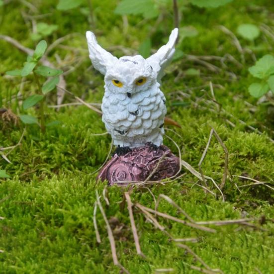 Mini Owl Figurine, Resin Tiny Owl Statue, Miniature Bird Ornament, Micro-Landscape Decoration for Succulents Planters Moss Bottles Fairy Garden