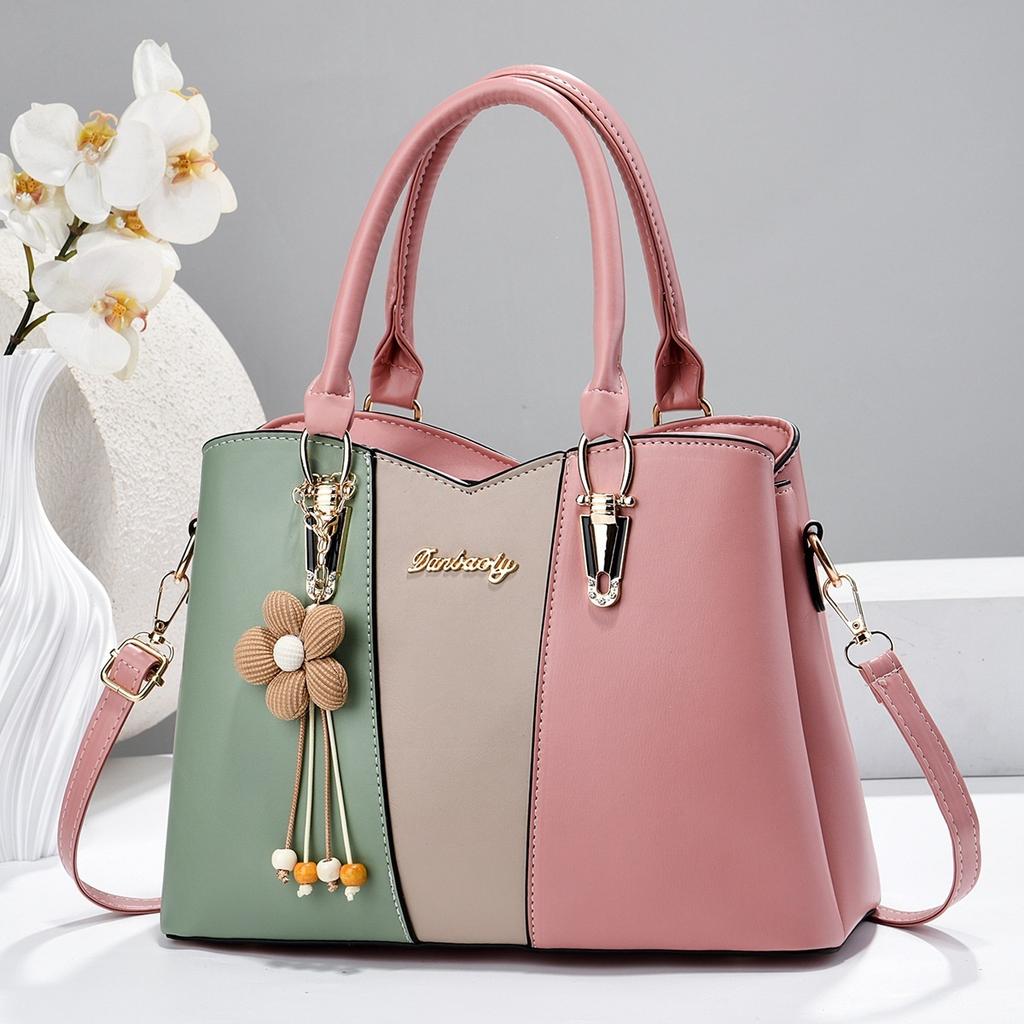 2026 New Color Blocking Splicing Shoulder Bag