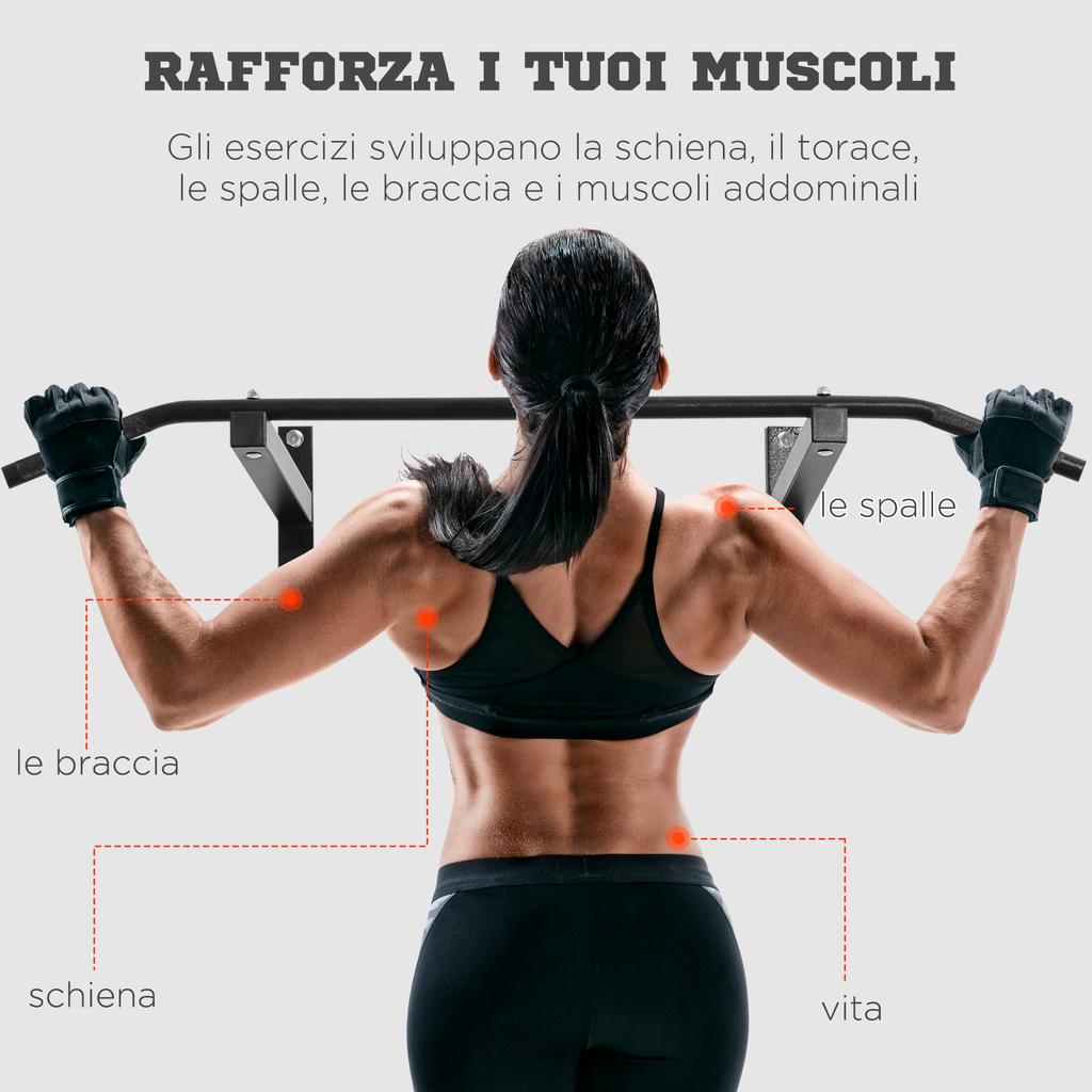 Professional Wall Pull-Up Bar with Steel Structure, 113 x 41 x 20cm, Black