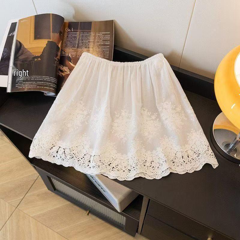 Versatile Mid-Length Lace Skirt: Year-Round Elastic Waist Skirt for Modest Coverage