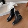 Přezka na opasek Britský styl tenké Martin boots dámské podzimní a zimní retro tlustý podpatek Chelsea malé krátké boty dámské