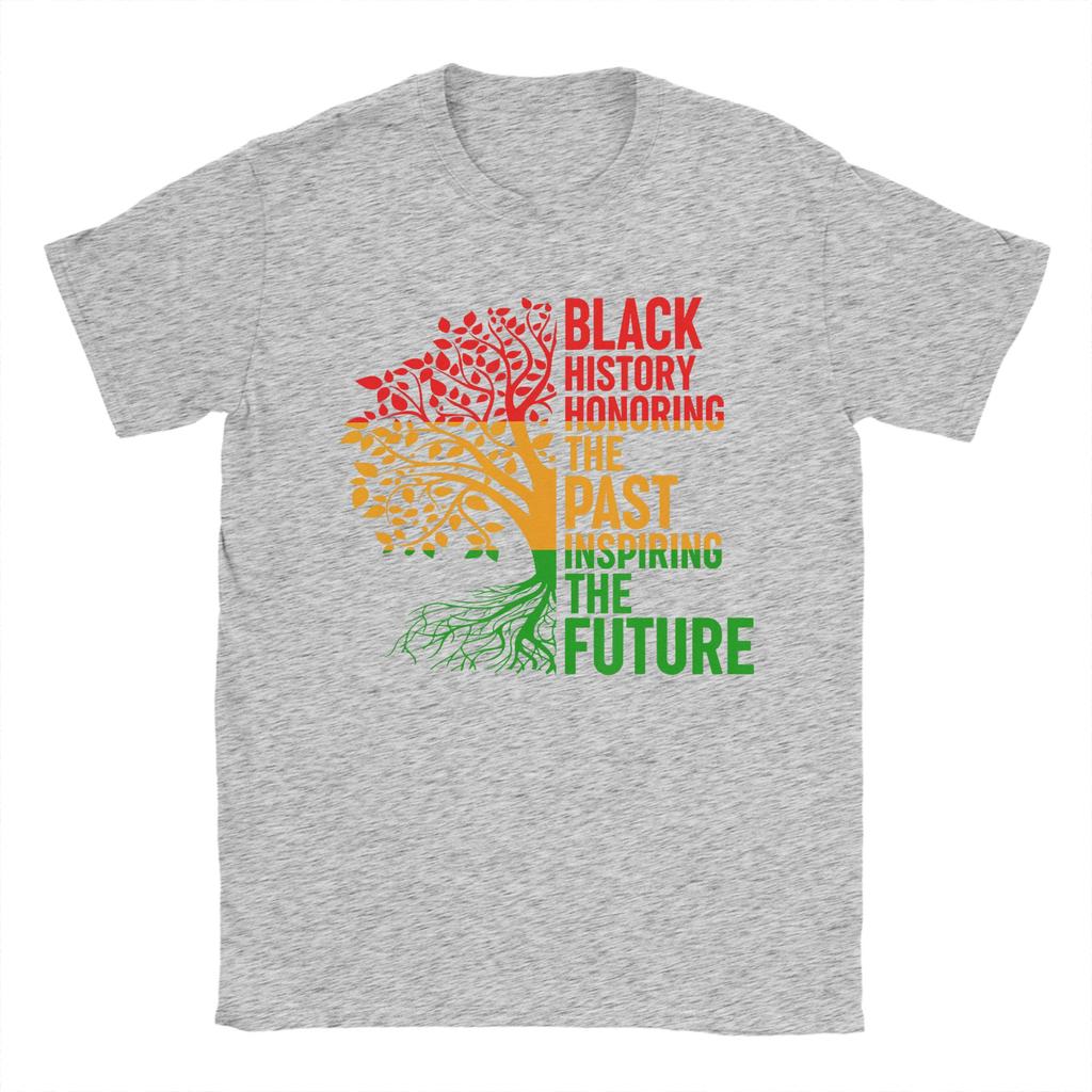Leisure Black History Honoring Past Inspiring Future T-Shirts for Unisex Round Neck T Shirts Short Sleeve Tees Summer Clothes