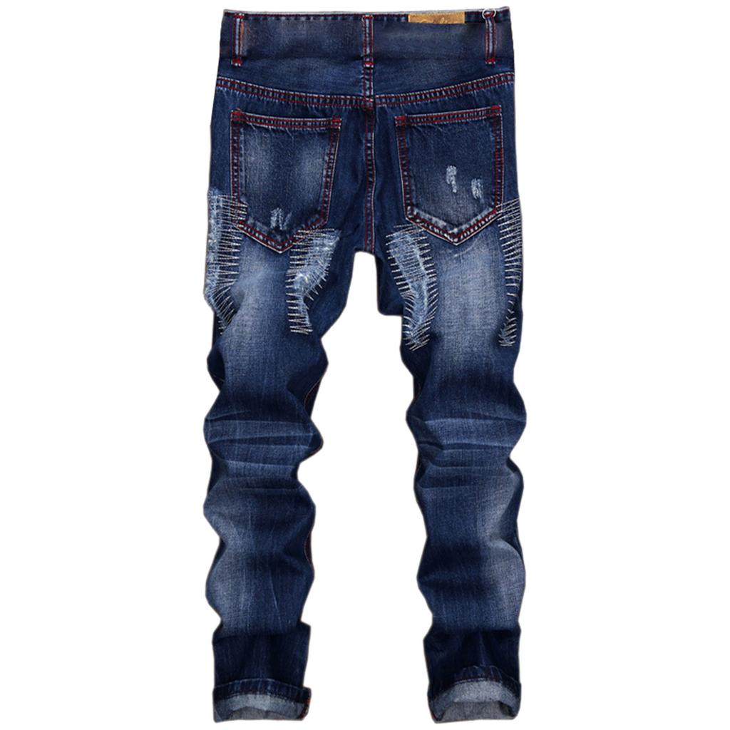 Džíny pánské rozbité Trendy pánské rovné džíny jsou pánským oblečením staré osobnosti