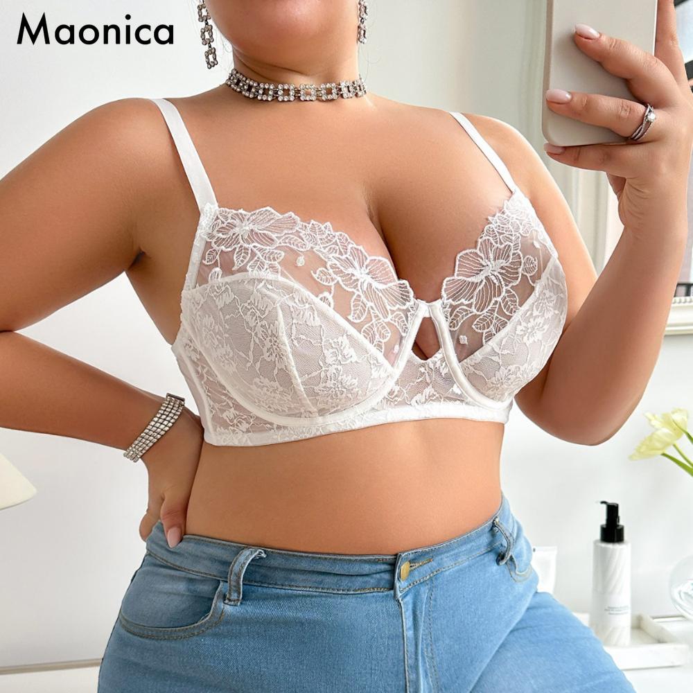 Sutiã Tamanho Europeu Seios Grandes Renda Vazada Feminino Bojo Fino Recolhido Plus Size Aro de Aço DE