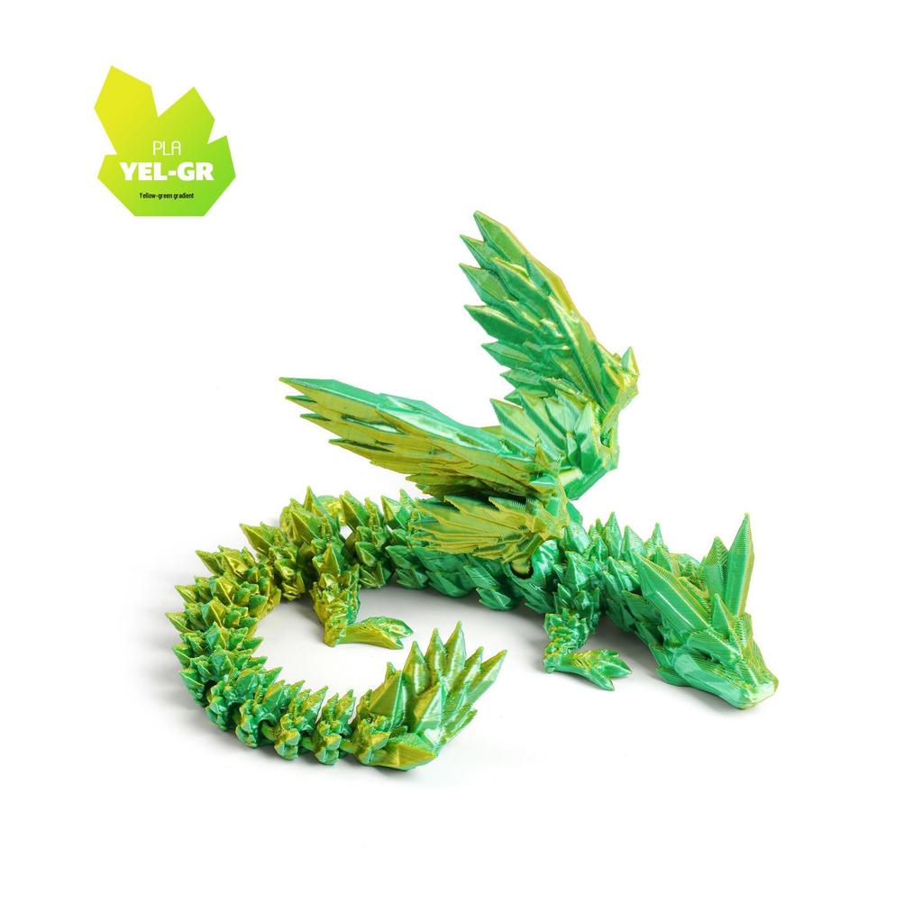 3D Printed Movable Crystal Wyvern Dinosaur Figurines with Dragon Egg Toy