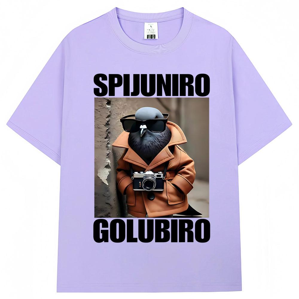 Spijuniro Golubiro Funny Italian Brainrot Meme T Shirt Humor Pigeon Graphic Men Women Novelty Tshirts Fashion Loose Cotton Tees