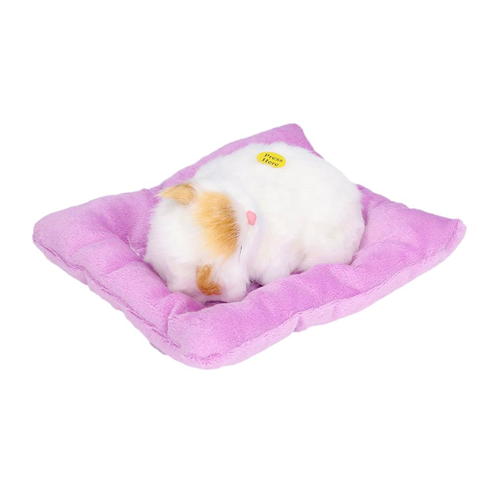 Fake Cats Sleeping Kitten Doll Toy Simulation Sleeping Cat On Pad Interactive Pet Toy with Sound