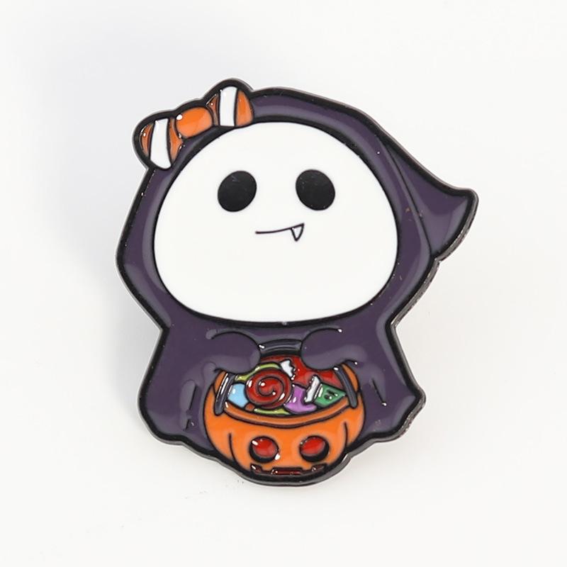 Grenzüberschreitende Halloween-Cartoon-Brosche: Lustiger Süßer Kürbis Geist Legierung Abzeichen & Tasche Zubehör