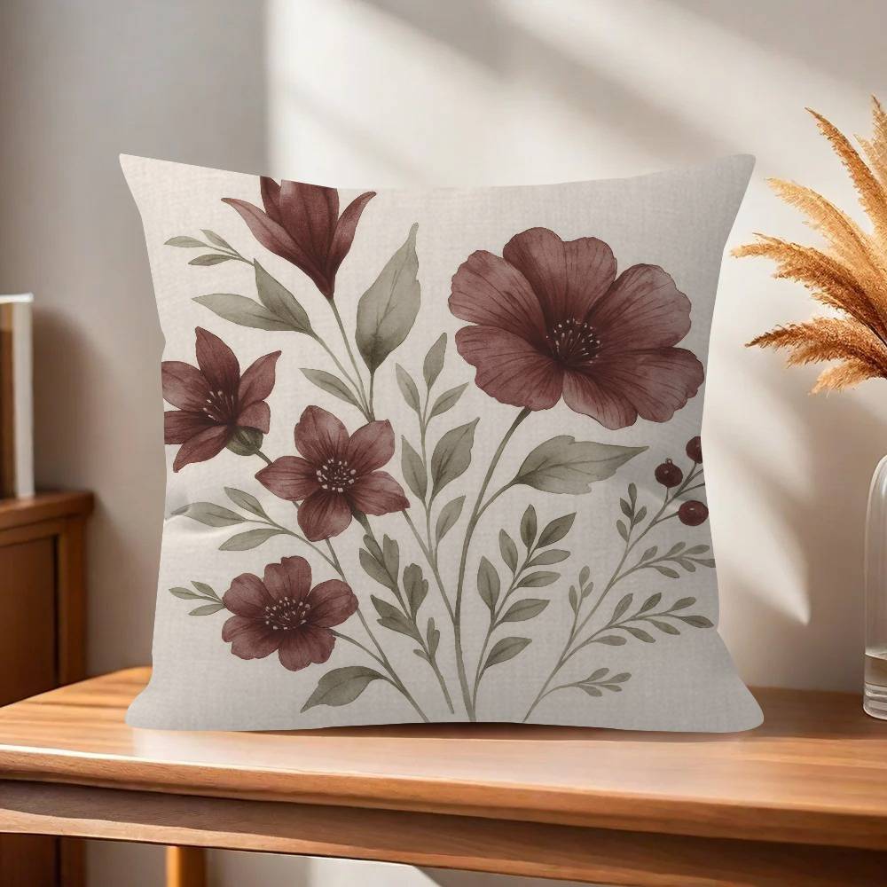 Vintage Floral Art Flower  Pillowcases Home Bedding Decorative Pillow Cover Wedding Super Soft Pillow Case