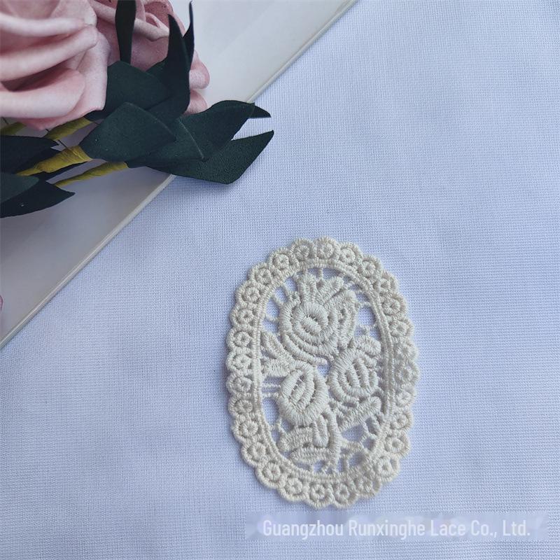 Écusson Brodé Abricot: Fil de coton ovale pour vêtements d'enfants DIY, Accessoires de dentelle faits main