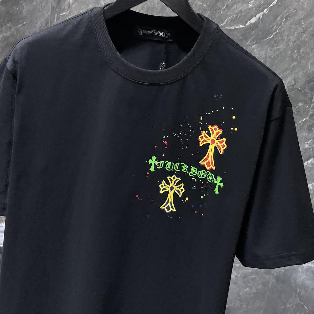 8959 CHROME HEARTS 2026 Summer New High Quality Cotton Round Neck Loose Large Size Men's and Women's T-shirt Couple T-shirt