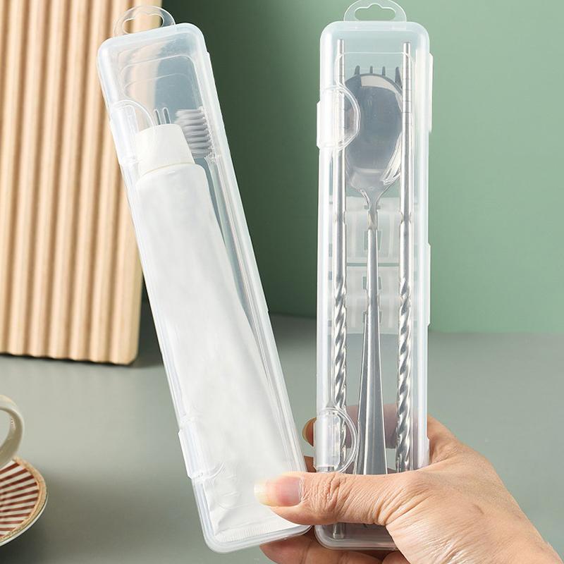 1Pc Portable Makeup Brush Organizer Eyebrow Pencil Tableware Chopsticks Transparent With Cover Storage Box Kitchen Accessories