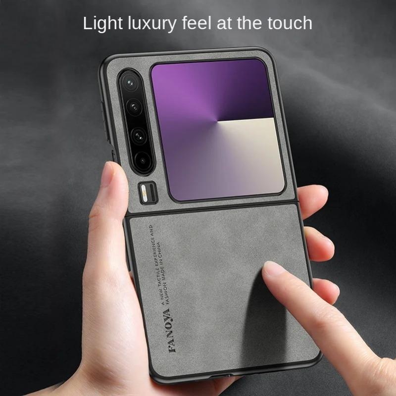 Pro Huawei Pura X Luxusní pouzdro z ovčí kůže na skládací telefon pro Huawei Pura X VDE-AL00 Ochranný nárazuvzdorný silikonový okrajový nárazník