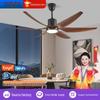American Retro Smart Silent Ceiling Fan with Light, Large Five-Blade Design for Living Room or Restaurant
