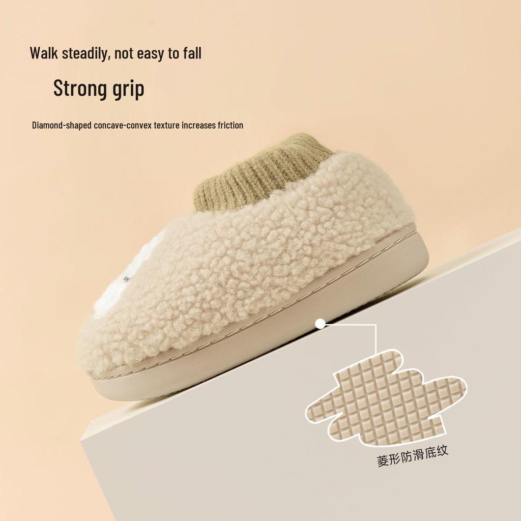 Nidoran 2025 Winter Kids' Non-Slip Cotton Slippers with Drawstring Back Heel - Warm Indoor Baby Shoes
