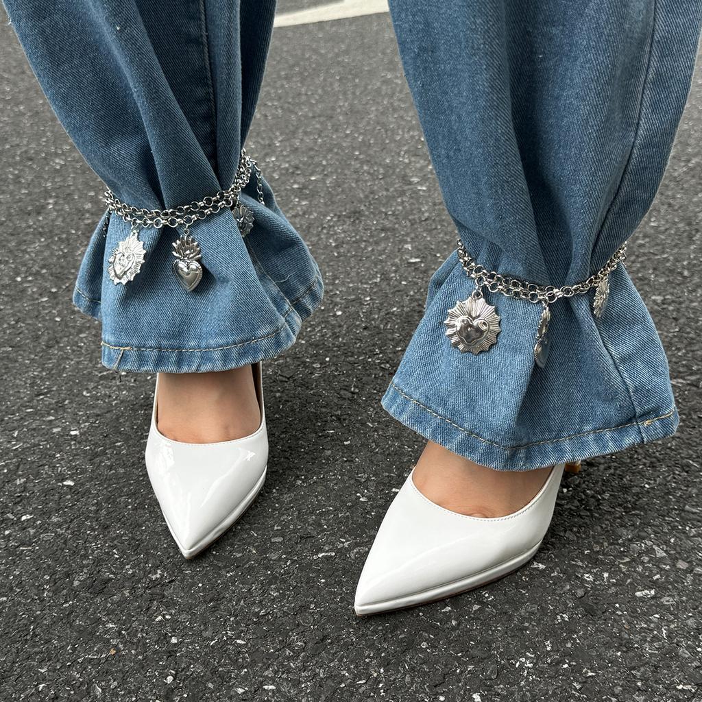 Ingemark Punk Love Heart Corss Pendant Foot Anklet Women Summer Beach Sandals Vintage Adjustable Barefoot Ankle Chain Jewelry