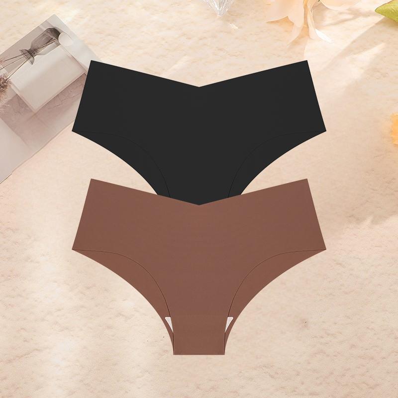 2Pcs/Set Plus Size Underwear Women's Panties Ice Silk Ladies Seamless Underpants Girls Briefs Breathable Sexy Lingerie Female