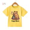 2026 Summer 4-14 Yrs Girls Casual Short-Sleeve T-Shirt Cute Capybara Design Comfortable Fabric for Everyday Outdoor Activities