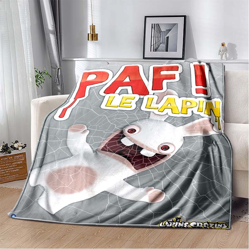 Coperta in Flanella con Stampa Raving Rabbids, Portatile e Facile da Riporre, Morbido Copridivano/Copriletto, Regalo preferito per i Fan di Rayman.
