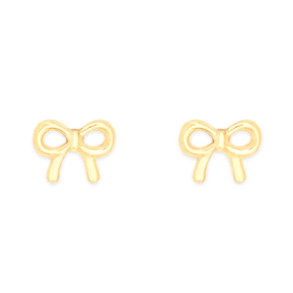 ESTELLE [Official] Women's K10 Yellow Gold Ribbon Motif Earrings 0202-3412-0019-0000
