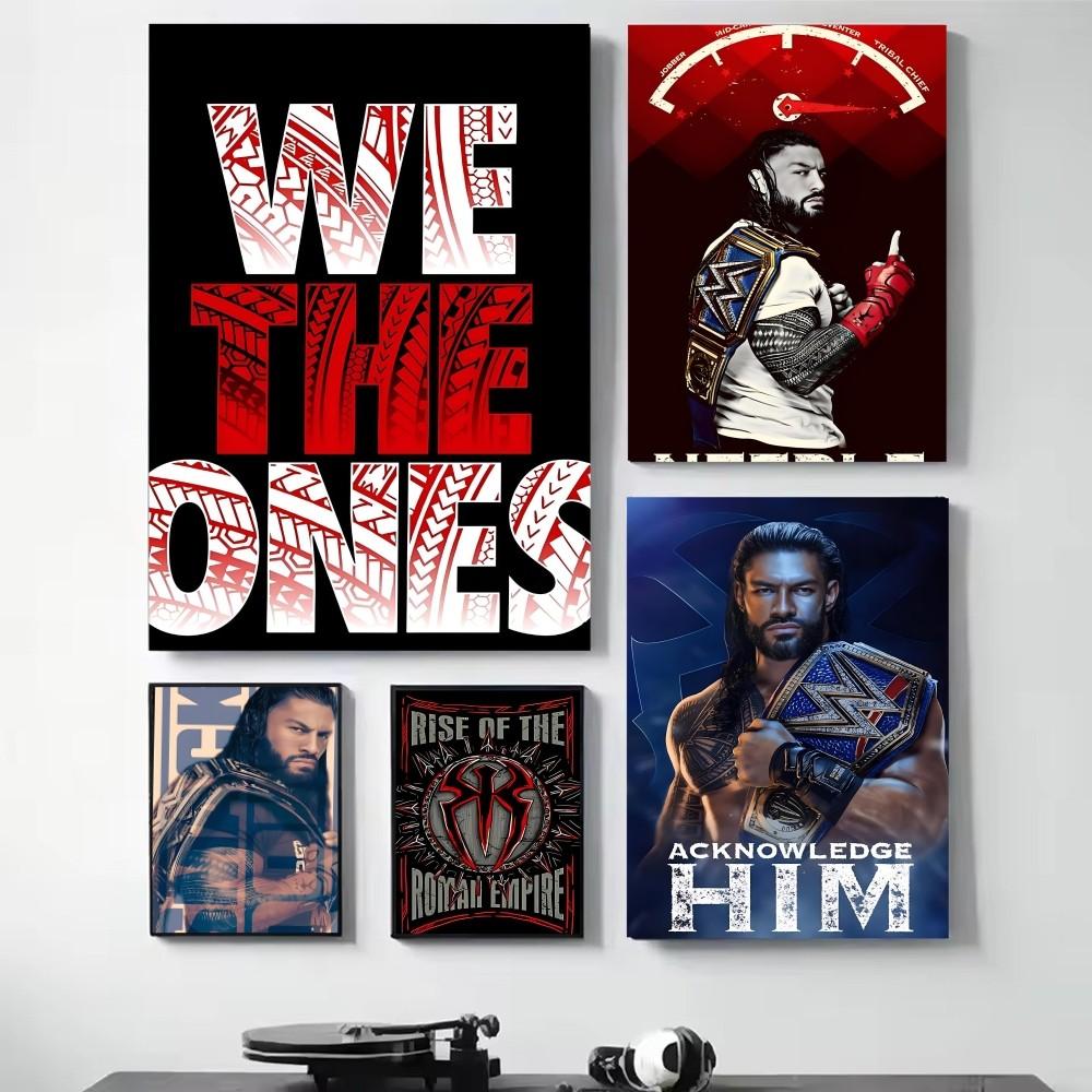 1 szt. Gorący Słynny Gwiazdor W-Wrestlingu Roman R-Reigns Plakat Plakaty HD Dekoracja Domu Pokoju Baru Kawiarni Sztuka Malarstwo Ścienne Obraz