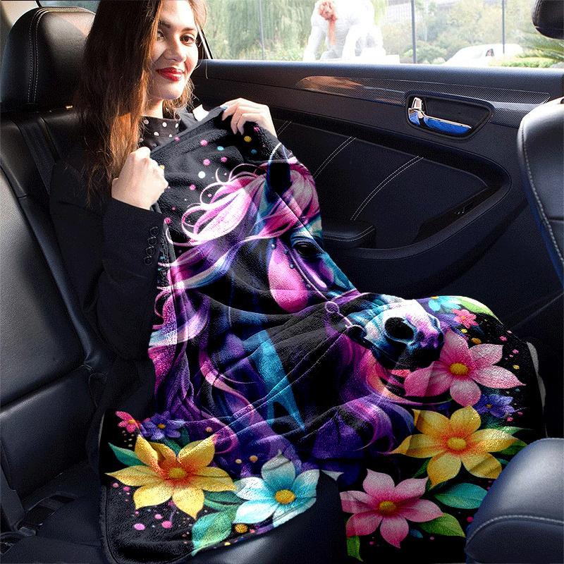 1pc Horse Printing Lightweight Flannel Blanket, Comfortable and Warm Blanket, for Camping Sofa Bed and Couch Office, Suitable for Gift Blanke