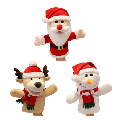 Christmas Hand Puppet Santa Claus Plush Stuffed Toy Cute Funny Elk Snowman Party Holiday Festival Birthday Gift for Kids