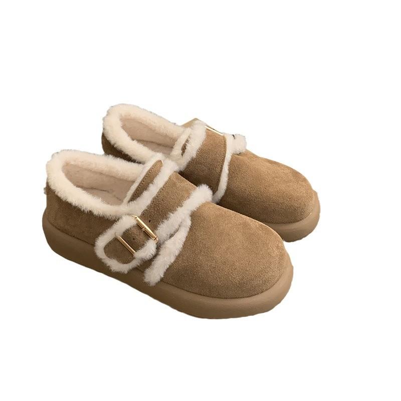 Thick-soled Birkenstocks women's new autumn and winter velvet flat-soled Doudou women's shoes Merad Boken wool cotton shoes