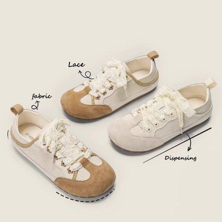 [Youshilai] Hollow and Breathable Fly-woven Shoes for Women's 2025 Summer New Comfortable and Breathable Retro Flat-bottomed German Training Shoes