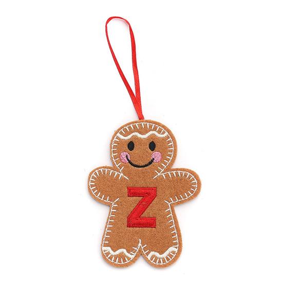 Gingerbread Man Ornaments Initial Alphabet Monogram Gingerbread Hanging Ornament Family Name Letter Xmas Tree Decor