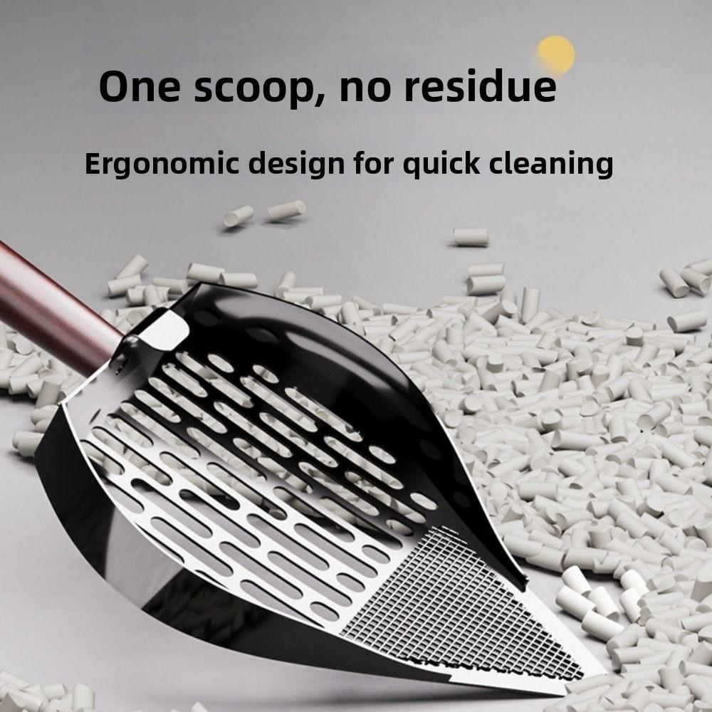Wood Handle Cat Litter Scoop Stainless Steel Waste Removal Sifting Tool Cat Litter Box