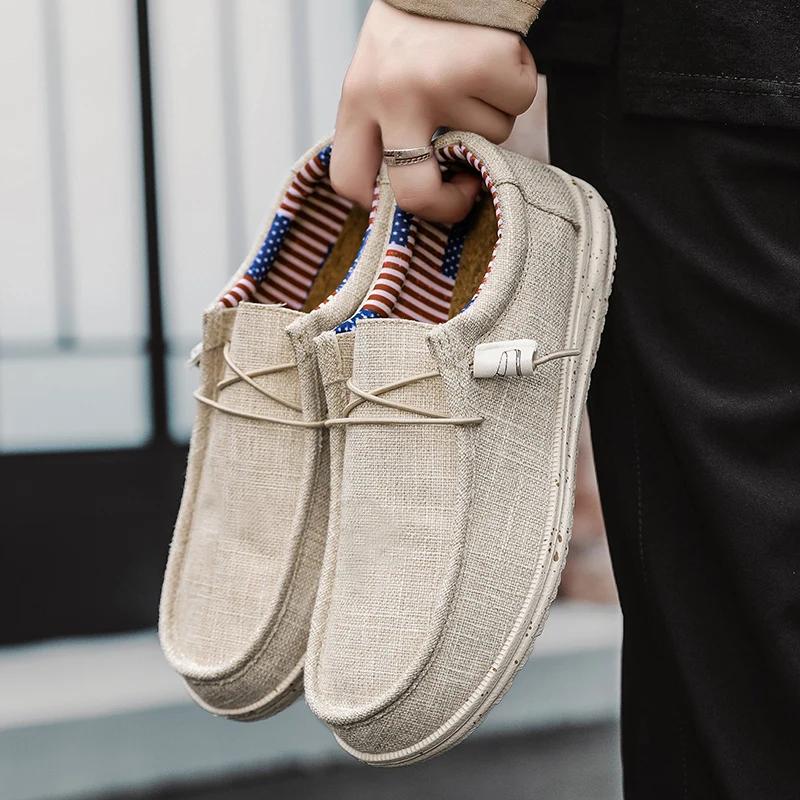 Men Casual Shoes Slip On Canvas Loafers Comfortable Walking Flats For Man Non Slip Soft Moccasins Sneakers Summer Loafers