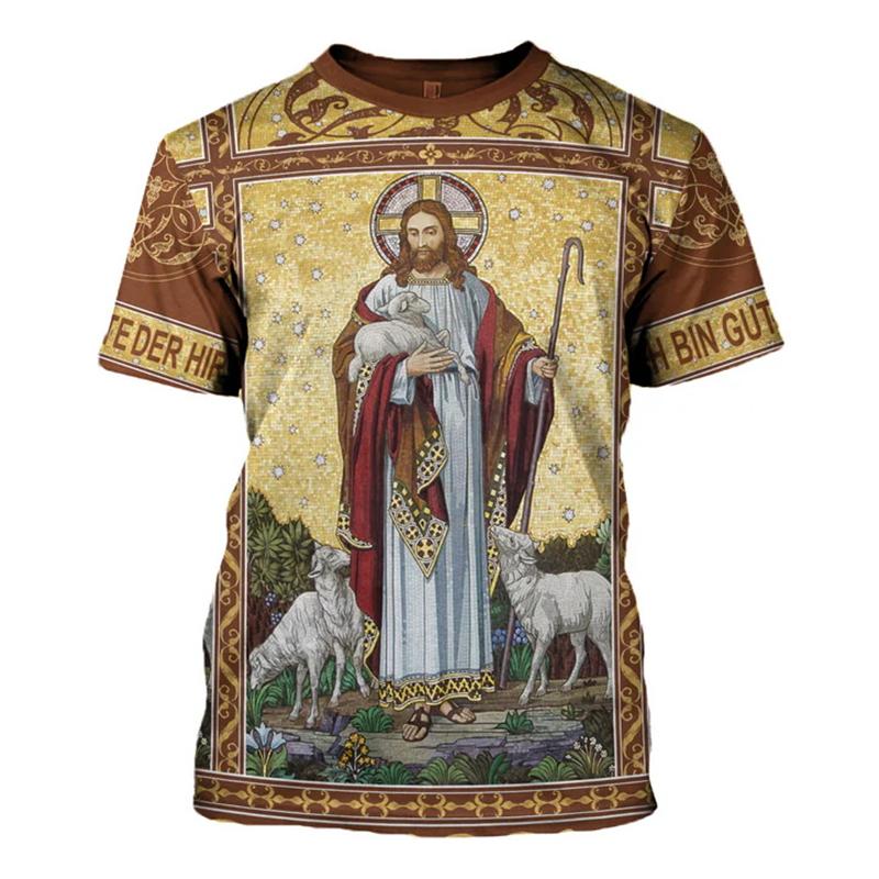 T-shirt Cristiana Gesù Uomo Donna Stampa 3D Grafica Ortodossa Manica Corta Nuova Retro Abbigliamento Unisex Dropshipping