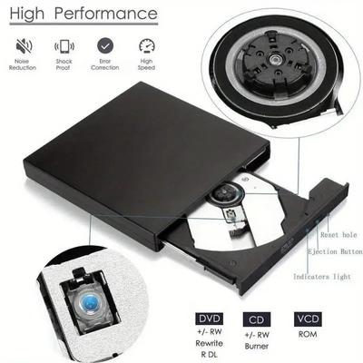 Externí jednotka CD a DVD, USB 2.0 Slim Protectable Externí jednotka CD-RW Přehrávač vypalovačky DVD-ROM pro notebooky Stolní počítače