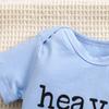 1-18 Months Newborn Baby “Heaven Sent“ Print Cotton Bodysuit Cute Blue Short Sleeve Jumpsuit Onesie